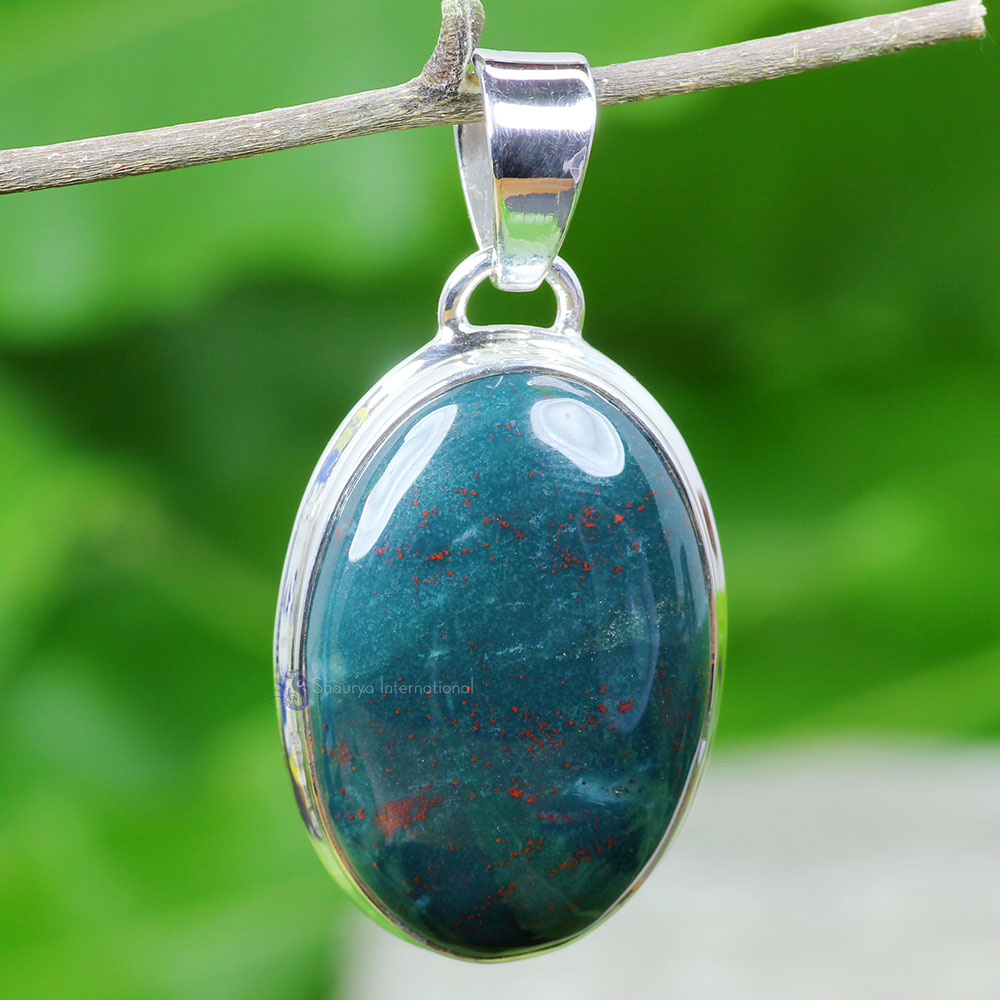 BLD996-Plain Setting Pendant With Blood Agate Gemstone Wholesale Made In 925 Sterling Silver